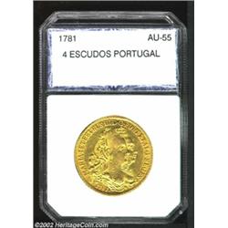 Maria I & Pedro III Gold 4 Escudos 1781, KM271, AU55 PCI. Important notice: We expect to be auctioni