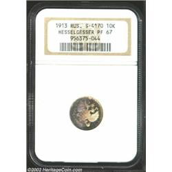 10 Kopeks 1913 S4170, Y20a.2, PR67 NGC, a virtually flawless specimen that is exceptionally well mir