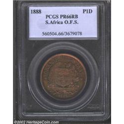 Orange Free State. Pattern Penny in bronze 1888, KM-Pn13, plain shield, PR66 RB PCGS. A very attract