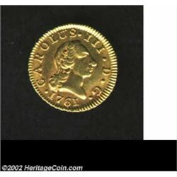 Carlos III Gold 1/2 Escudo 1761-JP Madrid, KM389.1. EF-AU, very bold details. Important notice: We e