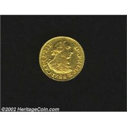 Carlos III Gold 1/2 Escudo 1788M-M, KM425.1, Choice XF-AU, very sharp details.Ex: Stack's November 2