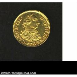 Carlos III Gold 1/2 Escudo 1788M-M, KM425.1. Choice Brilliant UNC, a well-struck, lovely little coin