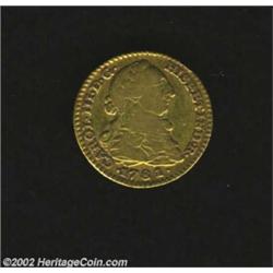 Carlos III Gold Escudo 1781M-PJ, KM416.1, F-VF quite decent for this grade. From the Hans A. Land Co