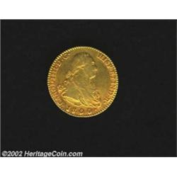 Carlos IV Gold 2 Escudos 1800M-MF, first 0 over 9, KM435.1, Nice VF, very faint adjustment marks on.