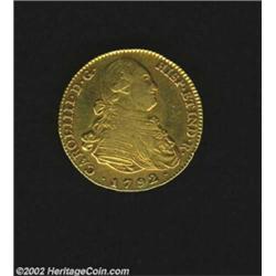 Carlos IV Gold 4 Escudos 1792M-MF, KM436.1, VF-XF, very attractive example with classic toning.Ex: K