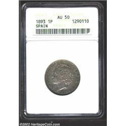 Alfonso XIII Peseta 1893, KM702, AU50 ANACS. A scarce and popular type. Important notice: We expect.