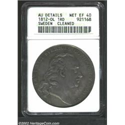 Carl XIII riksdaler 1812-OL, Bust right/Crowned arms with date and value, --Cleaned--ANACS, AU Detai