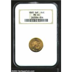 Carl XV Gold Carolin 1868ST, KM716, MS64 NGC. Important notice: We expect to be auctioning lots at t