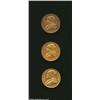 Pius IX Gold 20 Lire (3) including: 1866 (2) and 1867, all VF or slightly better. 3 pieces Important