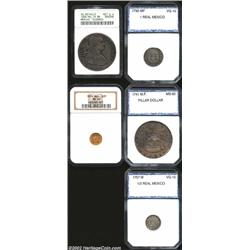 Mexican Fiesta: Pillar 8 Reales 1741MF, MS60 PCI (AU, sea salvage and cleaned), Pillar 1/2 real 1757