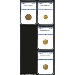 Spain and Colonial Gold: Spain 2 Escudos 1788, F15 PCI, Spain 1/2 Escudo 1788, XF40 PCI (Bold VF+),.