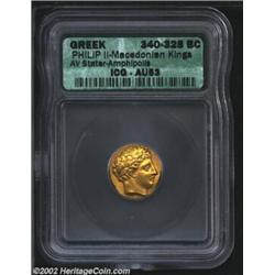 Macedon, Kings of. Philip II, 359-336 BC, AV stater, Amphipolis Mint, Laureate head of Apollo right/