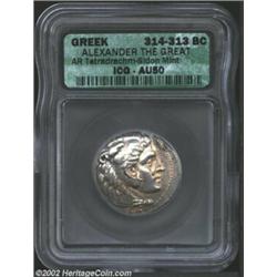 Macedon, Kings of. Alexander the Great, 336-323 BC, AR tetradrachm, Sidon Mint, 314-313 BC. Head of.