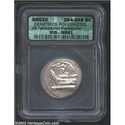 Macedon, Kings of. Demetrios Poliorketes, 294-288 BC, AR tetradrachm struck 294-293 BC. Nike, blowin