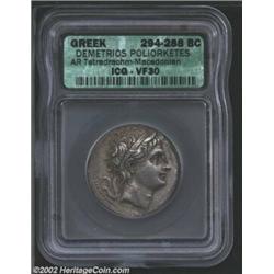 Macedon, Kings of. Demetrios Poliorketes, 294-288 BC, AR tetradrachm, Diademed head of king right/Po