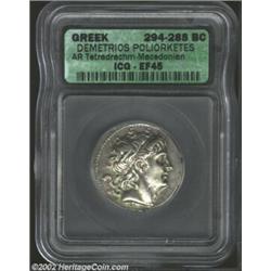 Macedon, Kings of. Demetrios Poliorketes, 294-288 BC, AR tetradrachm. Diademed head of Demetrios rig