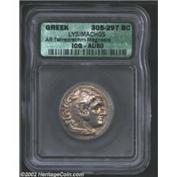 Thrace, Kings of. Lysimachos, 305-297 BC, AR tetradrachm, Magnesia Mint. Head of young Herakles, wea