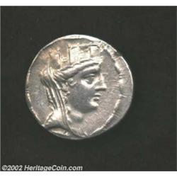 Cilicia, Aegae, ca. 2nd-1st c. BC, AR tetradrachm. Turreted bust of Tyche right/ Athena, holding Nik