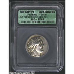 Egypt, Kings of. Ptolemy I, 305-283 BC, AR tetradrachm. Diademed head of Ptolemy I right/Eagle, clut