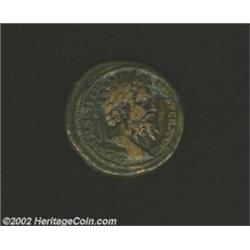 Pisidia, Antioch, Septimius Severus, 193 - 211 AD, AE 35, (28 gm.), Laureate head right/Men facing,.