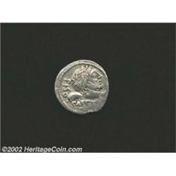 L. Calpurnius Piso Caesonius and Q. Servilius Caepio, Circa 100 B.C., AR denarius (3.63 g). Laureate