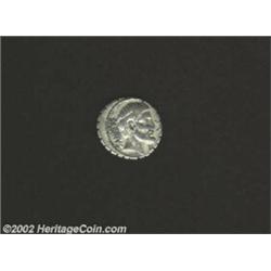 T. Vettius, Circa 70 B.C., AR denarius (3.60 g). Head of Taitius right/ Togate figure standing left.