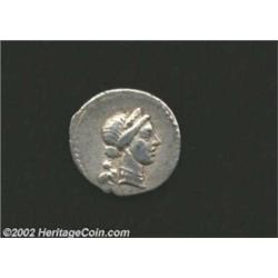 Julius Caesar, 46-45 BC, AR denarius, (4 gm.), Diademed head of Venus right, small cupid at shoulder