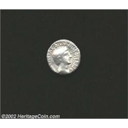 Octavian, 36 BC, AR denarius, (3.9 gm.) Bare head of Octavian right/Tetrastyle temple, inscribed DIV