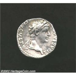 Tiberius, 14-37 AD, AR denarius, (3.9 gm.) Laureate head right/Livia seated right. C. 16. RIC 26. BM