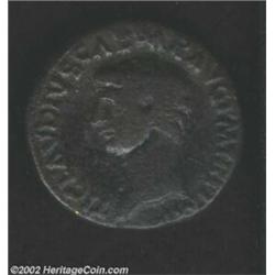 Claudius, 41-54 A.D., AE dupondius (11.51 g). Bare head left/ Ceres, holding two corn ears, seated l