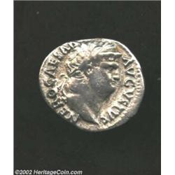 Nero, 54-68 A.D., AR denarius (2.68 g), 64/65 A.D. Laureate head right/ Jupiter, holding scepter, th