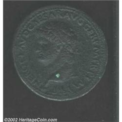 Nero, 54-68 A.D., AE sestertius (25.38 g), 64 A.D. Laureate head left/ Annona, standing right, facin