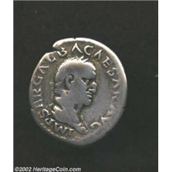 Galba, 68 -69 AD, AR denarius, (2.9 gm.). Virtus, naked, standing facing, holding sword or parazoniu