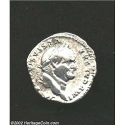 Vespasian, 69-79 AD, AR denarius, (3.0 gm.) Laureate head right/Pair of oxen under yoke. C. -. R.I.C