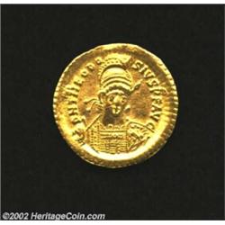 Theodosius II, 408-450 A.D., AV solidus (4.44 gm.), 430-440 A.D., Constantinople Mint, Helmeted, cui