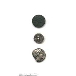 Greek Silver and Bronze coins, a three coin lot with an excellent sampling of artistic types, AVF-VF