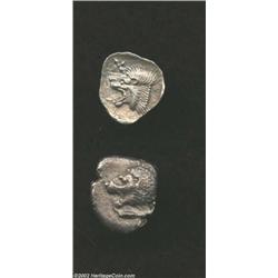 Miletos and Kyzicos silver fractions, a 2-coin lot of high grade Archaic Greek silver coins. VF+. 2.