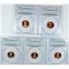 Image 1 : LOT OF (5) PCGS PR69 RD DCAM LINCOLN CENTS 3- 1986-S, 1993-S, 1989-S