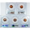 Image 2 : LOT OF (5) PCGS PR69 RD DCAM LINCOLN CENTS 3- 1986-S, 1993-S, 1989-S
