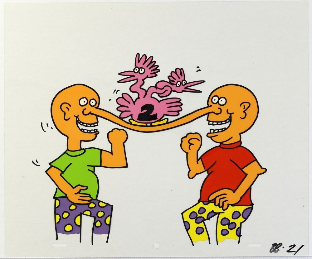 Keith Haring Original Sesame Street Hand Painted Animation Cel