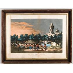 N. CURRIER (Publisher, 19th Century) “THE LIFE OF THE FIREMAN” “THE RACE-JUMP HER BOYS JUMP HER!”…