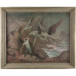 WILLIAM HOWARD EDWARD STARKWEATHER (American 1879-1969) ALLEGORICAL SCENE "THE WHIPS OF OLYMPUS".…