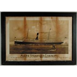 GRAY LITHOGRAPHY CO. (Publisher, 19th/20th Century, American) “MAINE STEAMSHIP CO.” BROADSIDE…