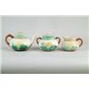 Image 1 : MAJOLICA: THREE PIECE TEA SET IN THE POND LILLY AND ROPE PATTERN ATTRIBUTED TO SAMUEL LEAR…