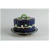 Image 1 : MAJOLICA: OUTSTANDING CHEESE DOME IN THE PICKET FENCE AND FLORAL MOTIF BY GEORGE JONES…