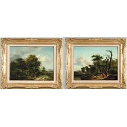 ATTRIBUTED TO ANDRIES VERMEULEN (Dutch, 1763-1814) TWO SUMMER LANDSCAPES WITH FIGURES…