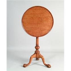 OUTSTANDING TIGER MAPLE DISH TOP PHILADELPHIA STYLE CHIPPENDALE STYLE CANDLESTAND…