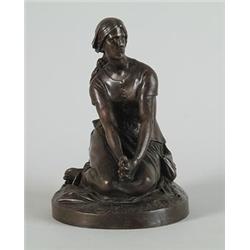 BRONZE FIGURE “JEANNE D’ARC- INFANT” AFTER HENRI MICHEL ANTOINE CHAPU (1833-1891)…