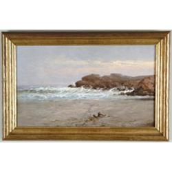 T. V. C. VALENKAMPH (American, 1868-1924) “A ROCKY COAST ROCKPORT VIEW”…