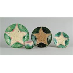 MAJOLICA: FOUR PIECES IN THE CAULIFLOWER MOTIF BY GRIFFIN, SMITH & CO…